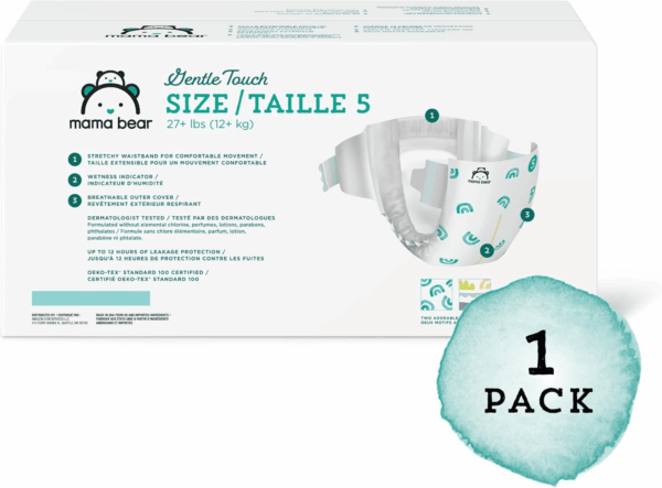 Amazon Brand -  Gentle Touch Diapers, Hypoallergenic, Size 5, 132 Count (4 Packs of 33), White - Image 8