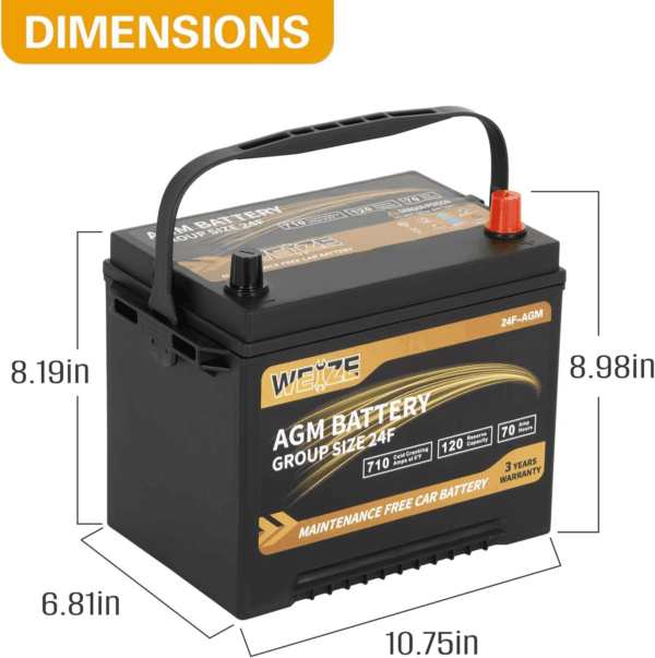 Platinum AGM Battery BCI Group 24F Automotive Battery, 120RC, 710CCA, 36 Months Warranty - Image 2