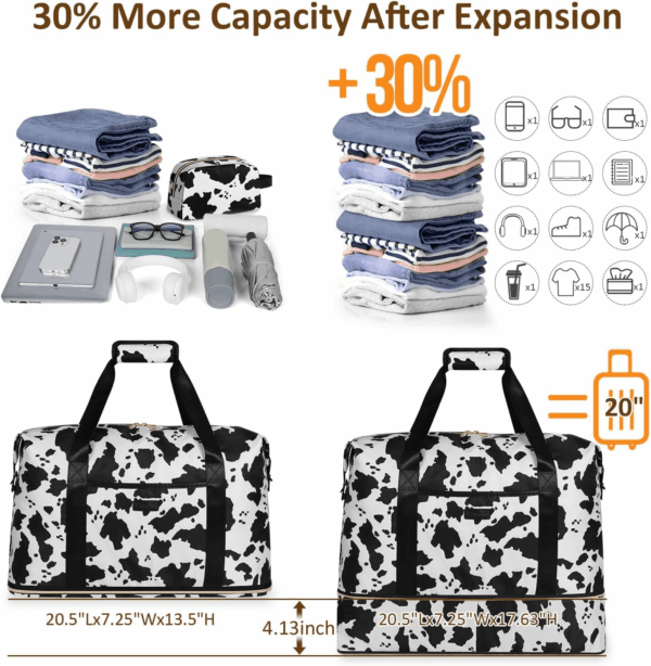 Expandable Travel Duffle Bags Weekender Overnight Bags for Women Men Hospital Bag for Women Labor Delivery with Toiletry Bag Waterproof - Image 3