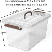 6-Pack Clear 7 Quart Storage Latch Box/Bins, Plastic Stackable Latching Box with Brown Handle and Lid, Multi-Purpose, 7 Litre - Image 2