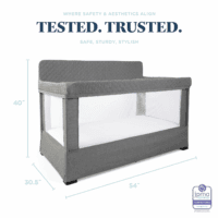 Lunaire Full Size Crib & Playard | Breathable Mesh Baby Crib | Tool-Free Assembly Baby Bed | Charcoal Tweed - Image 3