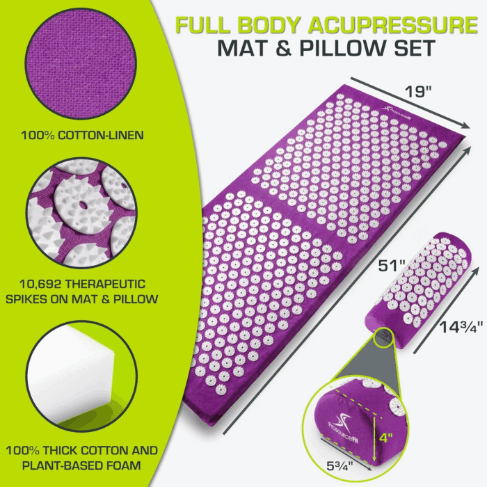 Acupressure Mat and Pillow Set for Back/Neck Pain Relief and Muscle Relaxation - Image 2
