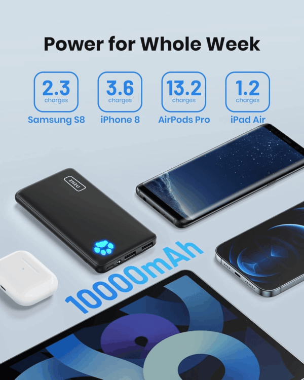 Portable Charger, Slimmest 10000Mah 5V/3A Power Bank, USB C In&Out High-Speed Charging Battery Pack, External Phone Powerbank Compatible with Iphone 16 15 14 13 12 Samsung S22 S21 Google Ipad Etc - Image 9