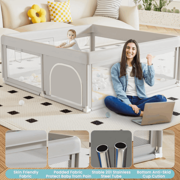 50 X 50 Inch Baby Playpen with Mat Small Playpen for Babies and Toddlers Baby Fence Playards - Image 6