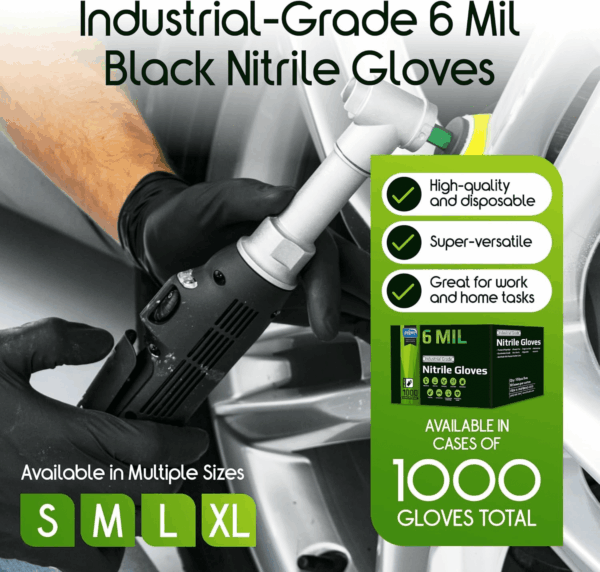 HEAVY DUTY 6Mil ORIGINAL Quality Stretch Nitrile Black Gloves Disposable Latex Free |Medical, Food, Mechanic Tattoo - Image 2