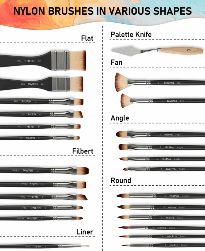 26Pcs Paint Brush Set, Professional Paintbrushes with Palette Knife, Craft Paint Brushes for Acrylic Painting, Oil, Watercolor, Gouache & Canvas, Drawing & Art Supplies for Adults, Kids Artists - Image 2