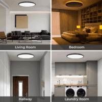 15.4In LED Flush Mount Ceiling Light Fixture with Remote, 2000K Warm Nightlight, Dimmable 3000K-6500K Low Profile Ceiling Lights for Bedroom, Living Room, 3600LM Black - Image 7