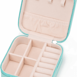 Mini Jewelry Travel Case,Small Jewelry Box,Traveling Jewelry Organizer,Portable Jewellery Storage Holder for Rings Earrings Necklace Bracelet Bangle for Girls Women(Blue - 1 Pack)