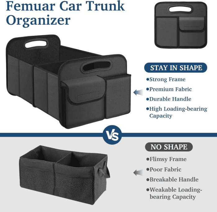 Car Trunk Organizer, Car Storage Organizer with Large Capacity Waterproof Collapsible Trunk Organizer for Car Suv/Jeep/Sedan (Grey, Standard) - Image 3