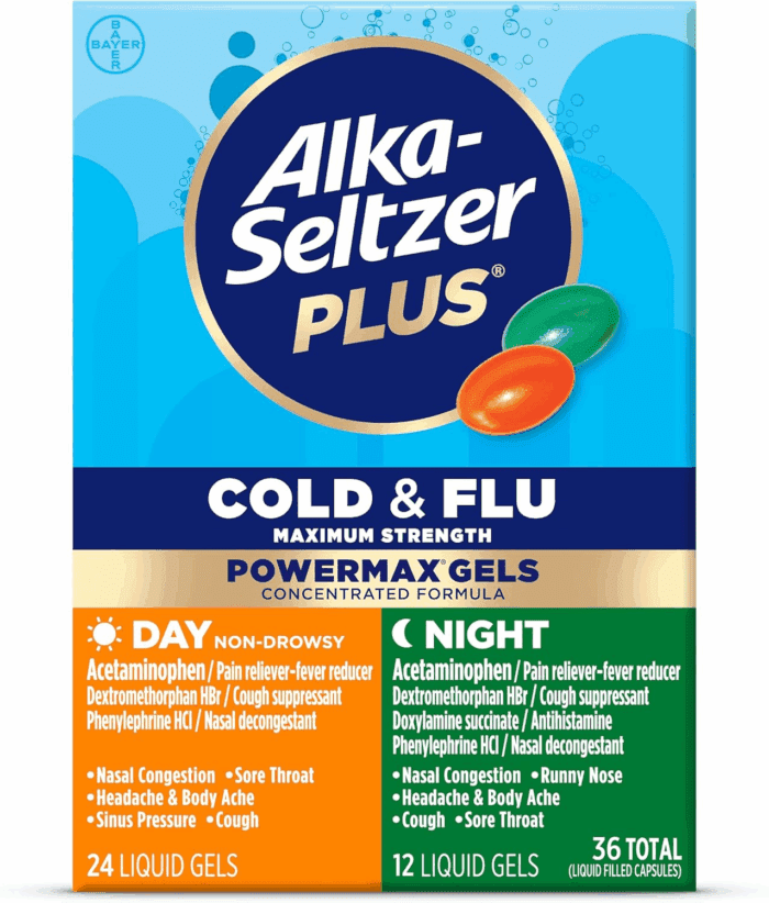 Power Max Cold & Flu Day+Night Medicine: Cough Suppressant, Cold and Flu Medicine for Adults and Children 12 Years and Older, 36 Count, Packaging May Vary