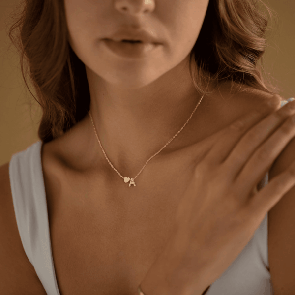 Heart Initial Necklaces for Women 14K Gold Plated Dainty A-Z Letter Pendant Necklace Tiny Gifts for Womens Jewelry - Image 2