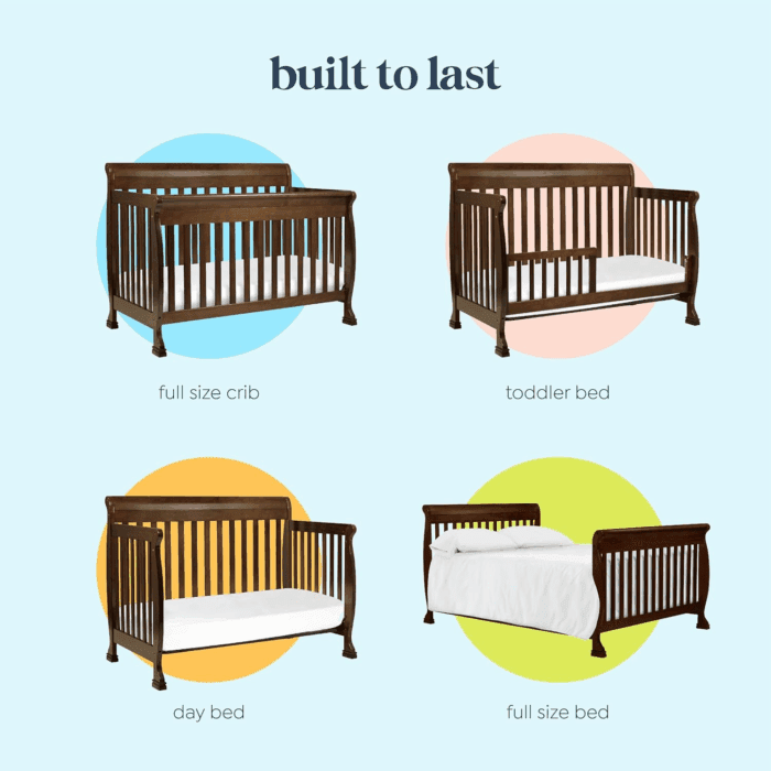 Kalani 4-In-1 Convertible Baby Crib with Wooden Toddler Bed, Daybed & Full-Size Bed Conversion - Easy to Assemble & GREENGUARD Gold Certified - 4 Adjustable Mattress Heights - Espresso - Image 6