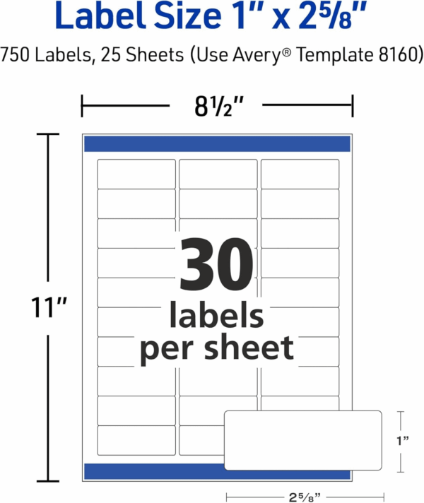 Easy Peel Printable Address Labels with Sure Feed, 1" X 2-5/8" Customizable Stickers, White, 750 Blank Mailing Labels, Great for Mailing, Shipping, and More (8160) - Image 7