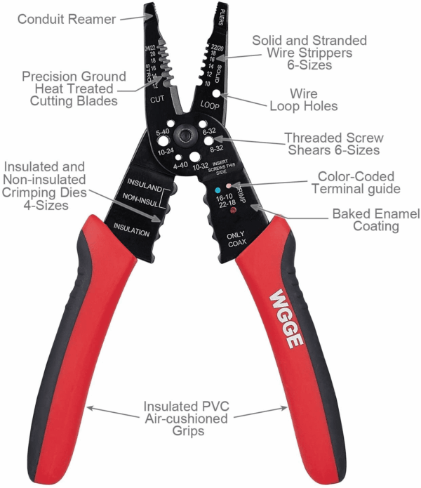 WG-015 Professional 8-Inch Wire Stripper/Wire Crimping Tool, Wire Cutter, Wire Crimper, Cable Stripper, Wiring Tools and Multi-Function Hand Tool. - Image 5