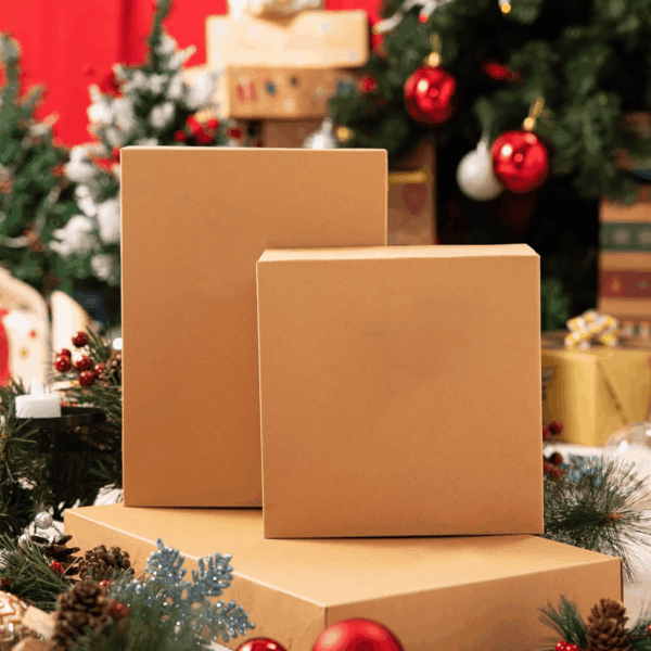 12PCS Brown Kraft Cardboard Gift Boxes with Lids for Presents, 4" Deep Large Shirt Robe Wrapping Boxes for Christmas Holiday, 4 Different Sizes Festive Xmas Lingerie Cupcake DIY Boxes - Image 7