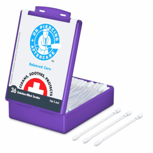 Swabs - Saline Solution for Piercings - Earring Nose Belly Ear Piercing Cleaner - Saline Wash, Ear Hole Cleaner – Piercing Aftercare Formula - 36 Swabs