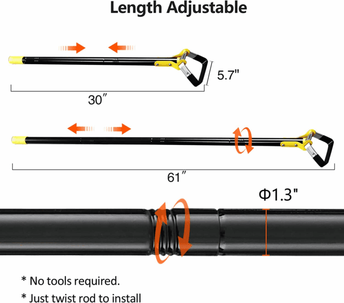 Hoe Garden Tool -Scuffle Garden Hula Hoes for Weeding Gardening Long Handle Heavy Duty - Adjustable Weeding Loop Stirrup Hoe 30-61 Inch Black - Image 4