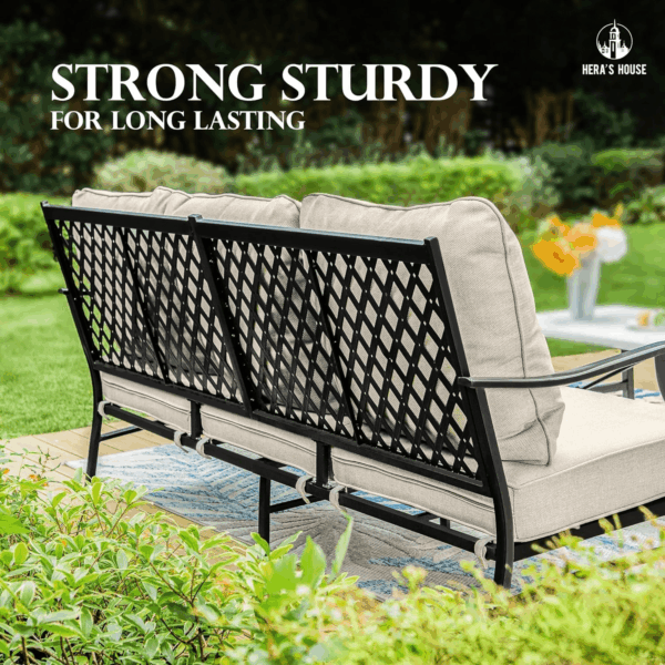 6 Piece Patio Furniture Set, 2 X Swivel Chair, 2 X Fixed Chair, 1 X 3-Seat Sofa with Marbling Coffee Table, All Cushioned Outdoor Conversation Set for Lawn Garden Backyard - Image 7
