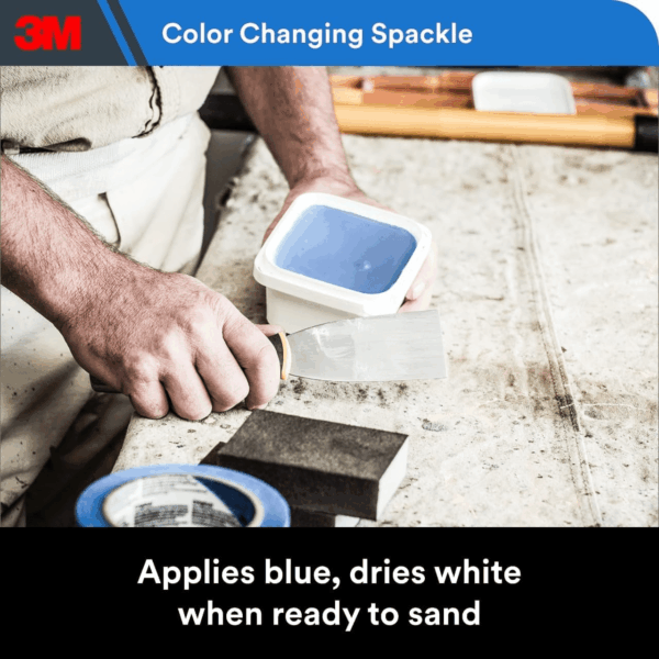 High Strength Spackling Compound 12 Oz. and Putty Knife, Color Changing, Applies Blue, Dries White, Ideal for Use on Drywall, Plaster, Stoccu and Wood, Easy Interior and Exterior Repairs (CC-SIOC) - Image 3