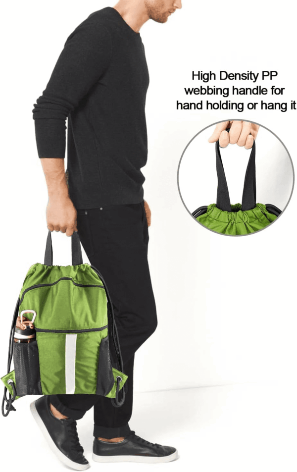 Drawstring Backpack Bag with Shoe Compartment, X-Large Black Gym Sports String Cinch Backpack - Image 6