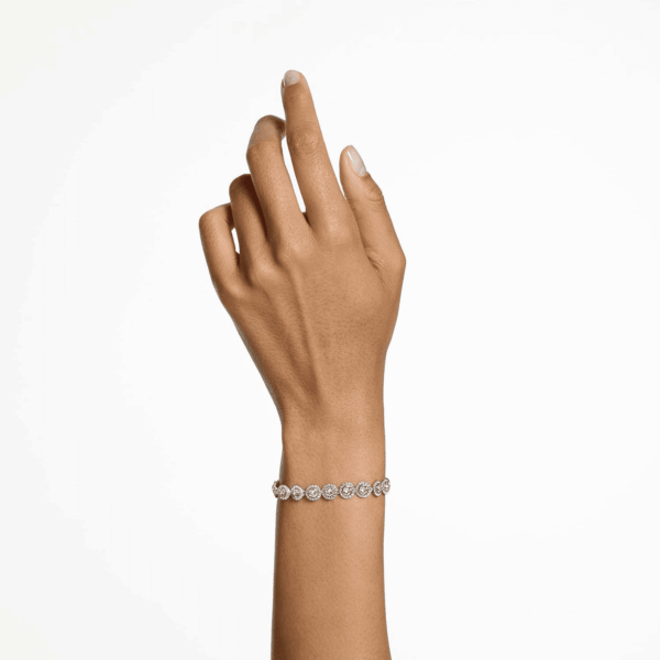 Una Angelic Tennis Bracelet, Clear Circle-Cut  Crystals with Matching Crystal Pavé on a Rhodium Tone Finish Setting, Part of the  Una Angelic Collection - Image 5