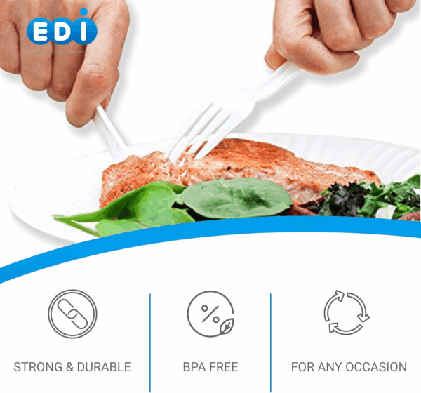 [210 Piece] White Disposable Plastic Cutlery Set, Assorted - 70 Forks, 70 Knives, 70 Spoons | Extra Durable - Image 2