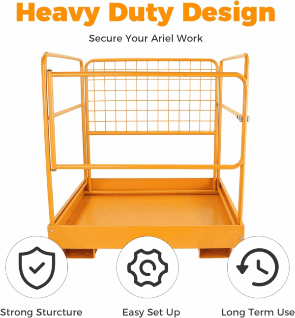 36"X36" Forklift Safety Cages with One Chain Forklift Cages 1200LBS Capacity Man Lift Basket Pallet Forks Work Platform Forklift Aerial Platform (No Wheel) - Image 7