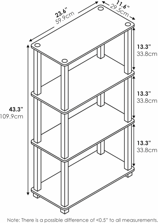 Turn-S-Tube 4-Tier Compact Multipurpose Shelf Display Rack with Square Tube, Amber Pine/Black - Image 3