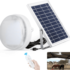 Solar Lights Indoor Home, Daytime Dimmable Ceiling Light with Remote, Cool White/Warm White 1000Lumen Outdoor Solar Shed Light with On/Off Switch for Barn, Porch, Patio, Carpot, Chicken Coop