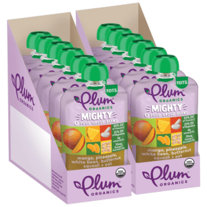 Mighty 4 Organic Toddler Food - Mango, Pineapple, White Bean, Butternut Squash, and Oat - 3.75 Oz Pouch (Pack of 12) - Organic Fruit and Vegetable Toddler Food Pouch