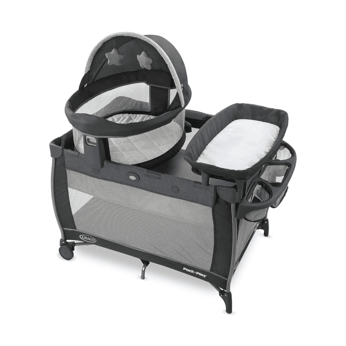Pack N Play Dome LX Playard with Baby Bassinet, Lightweight Portable Crib, Push-Button Fold Travel Crib, Redmond, Convertible