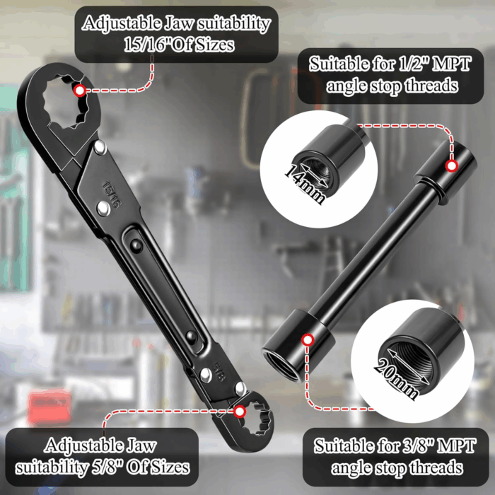 Angle Stop Wrench Kit, Plumbing Tools, Angle-On Plumber Wrench for Quick and Hassle-Free Angle Stop and Supply Nut Installations - Image 3