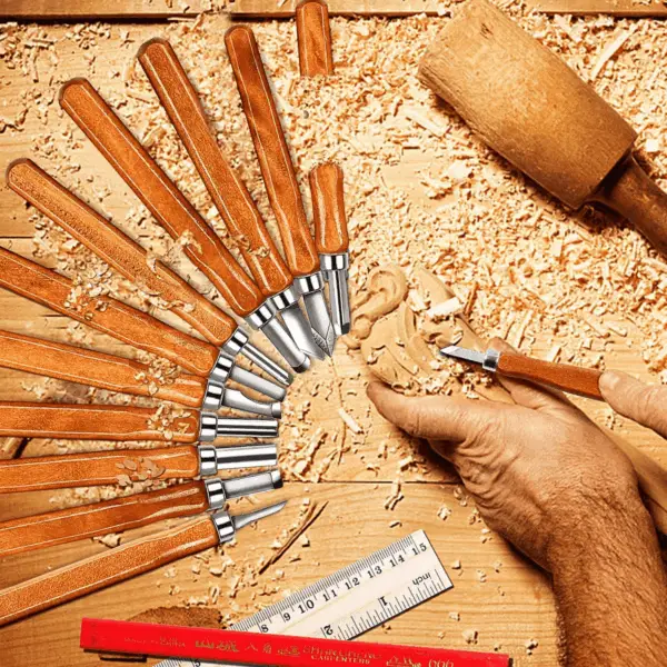 Wood Carving Knife Set - 20 PCS Hand Carving Tool Set for DIY Sculpture Carpenter Experts & Beginners - Image 2