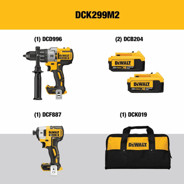 20V MAX Hammer Drill and Impact Driver, Cordless Power Tool Combo Kit with 2 Batteries and Charger (DCK299M2) - Image 2