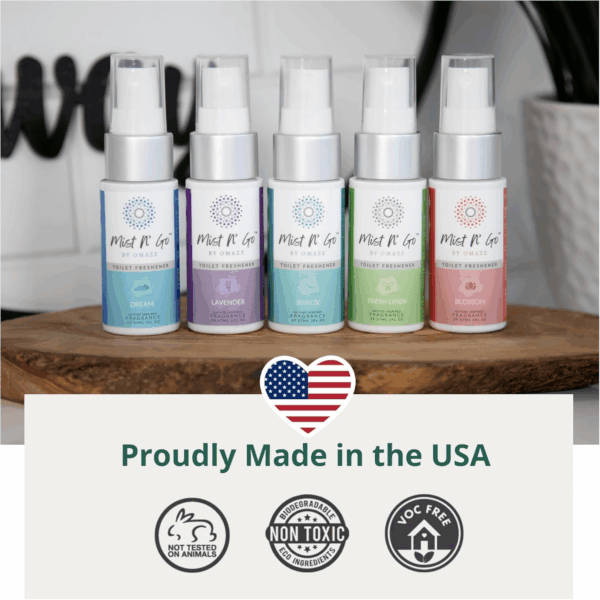 Mist N’ Go by Omaze Travel Bathroom Spray for Toilet Spray Odor Eliminator - Travel Toilet Spray for Bathroom Air Freshener Spray for Bathroom Deodorizer - Mix All, Travel Size (1Oz X5) - Image 6