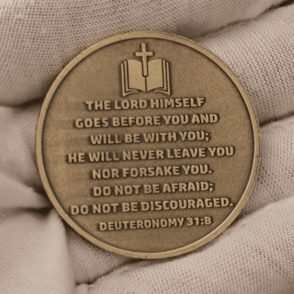 Rooted in Christ the Lord Is My Rock, My Fortress, My Deliverer Faith-Based Christian Challenge Coin Bible Verse Gift (Pack of 10) - Image 4
