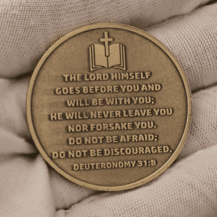 Rooted in Christ the Lord Is My Rock, My Fortress, My Deliverer Faith-Based Christian Challenge Coin Bible Verse Gift (Pack of 10) - Image 4