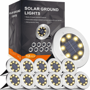 Solar Lights Outdoor Waterproof,12 Pack Solar Lights for Outside, Solar Garden Lights Landscape Lighting for Patio Pathway Lawn Yard Deck Driveway Walkway, Warm White