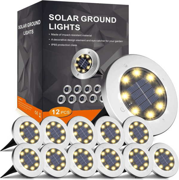 Solar Lights Outdoor Waterproof,12 Pack Solar Lights for Outside, Solar Garden Lights Landscape Lighting for Patio Pathway Lawn Yard Deck Driveway Walkway, Warm White