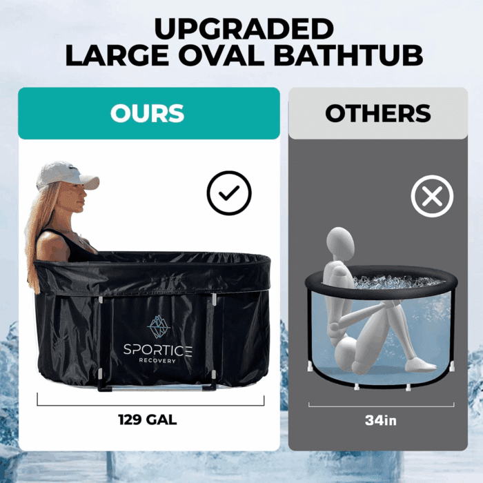 XL Ice Bath Tub for Athletes, 129 Gal Multi-Layered Cold Plunge Tub for Recovery – Portable Ice Bath for Home Gym, Indoor & Outdoor Use – Adult-Sized, Durable & Insulated Cold Therapy Tub - Image 3