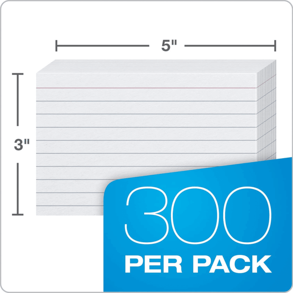 Ruled Index Cards, 3" X 5", White, Lined Index Flashcards, 300 per Pack (10022) - Image 3