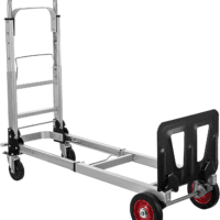 2 in 1 Aluminium Hand Truck Dolly 450Lbs Capacity, Heavy Duty Convertible Hand Truck W/Pneumatic Wheels, Foldable Dolly Cart Collapsible Dolly for Moving with Retractable Handle - Image 8