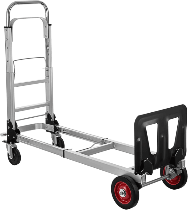 2 in 1 Aluminium Hand Truck Dolly 450Lbs Capacity, Heavy Duty Convertible Hand Truck W/Pneumatic Wheels, Foldable Dolly Cart Collapsible Dolly for Moving with Retractable Handle - Image 8