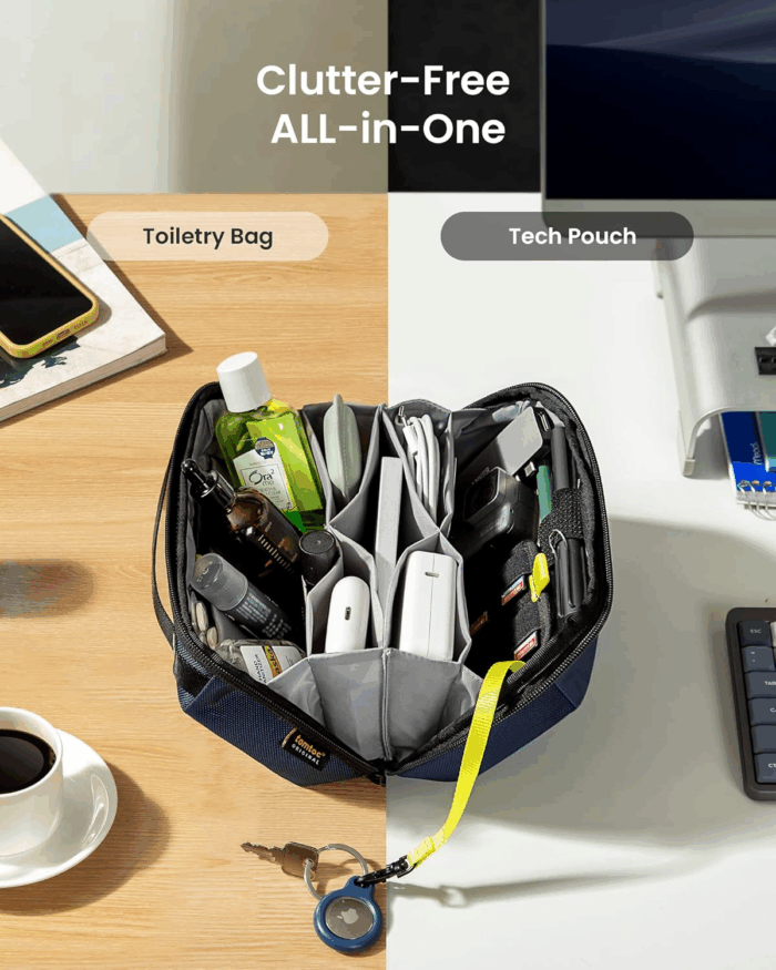 Electronic Organizer Accessory Pouch for Macbook Charger, Cables, Power Bank, Hard Drive, Cords, Water-Resistant Storage Bag with Removable Card Slots for USB Adapter, Memory Card, Black - Image 9