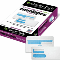 #8 5/8 Security Envelopes, Double Window, Self Seal Envelopes for Invoices/Statements, 3-5/8" X 8-5/8", 24 Lb White, 5/Box (QUA24539)