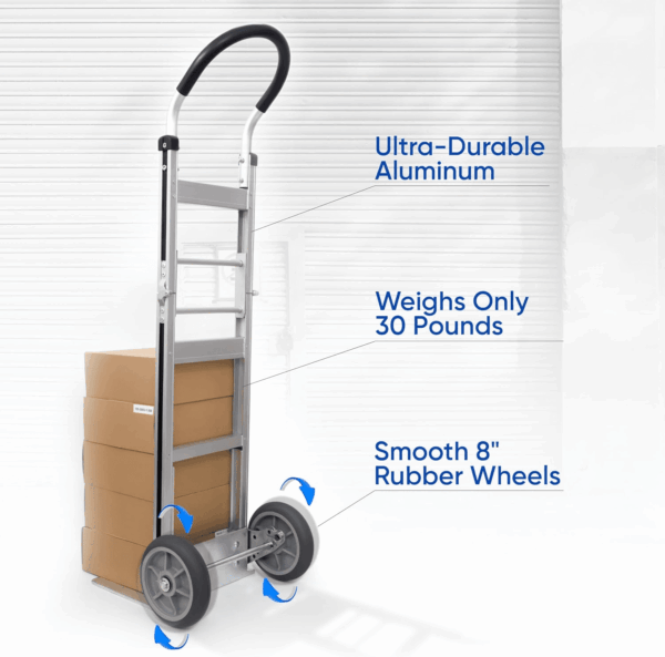 500LB Aluminum Appliance Folding Hand Truck - Foldable Heavy Duty Moving Furniture Dolly Cart with 2-Wheels 8" TPR & Ergonomic Handle - Light Weight Trolley Hand Trucks for Moving - Image 2