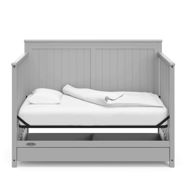 Hadley 5-In-1 Convertible Crib with Drawer (Pebble Gray) – GREENGUARD Gold Certified, Crib with Drawer Combo, Full-Size Nursery Storage Drawer, Converts to Toddler Bed, Daybed - Image 13
