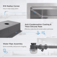 30 Inch Undermount Kitchen Sink Superior Drain Kitchen Sinks 11 Gauge (3Mm) Stainless Steel, Single Bowl Integrated Ledge Multifunctional Workstation Set - - Image 6
