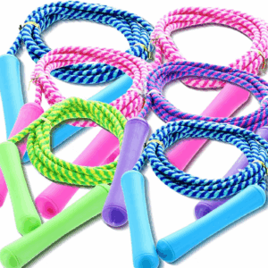 Adjustable Size Colorful Jump Rope for Kids and Teens - Outdoor Indoor Fun Games Skipping Rope Exercise Fitness Activity and Party Favor - Assorted Colors Pack of (6)