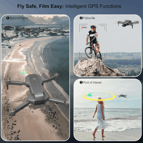 Drones with Camera for Adults 4K - B12 GPS Drone, under 250G, Brushless Motor, Auto Return, Follow Me, Point of Interest, 50 Mins Long Flight, Lightweight and Foldable Drone for Beginner - Image 6